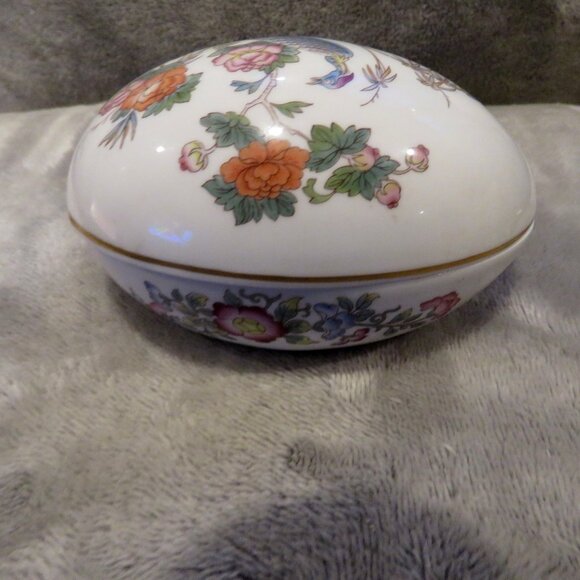 Wedgwood Kutani Crane Small Egg Shape Lidded China Trinket Dish Made in England - Picture 9 of 16